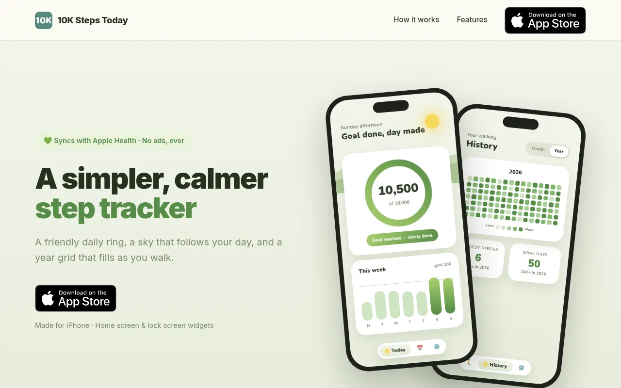 Homepage of 10ksteps.app