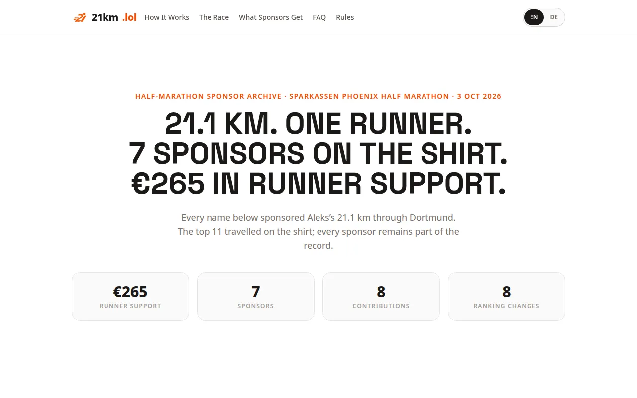 Homepage of 21km.lol