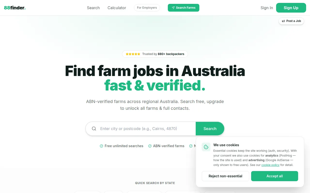 Homepage of 88finder.com