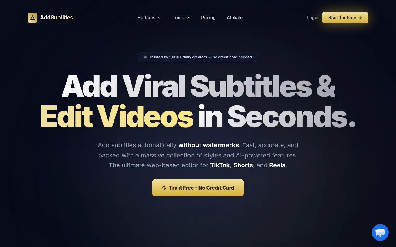 Homepage of addsubtitles.tech