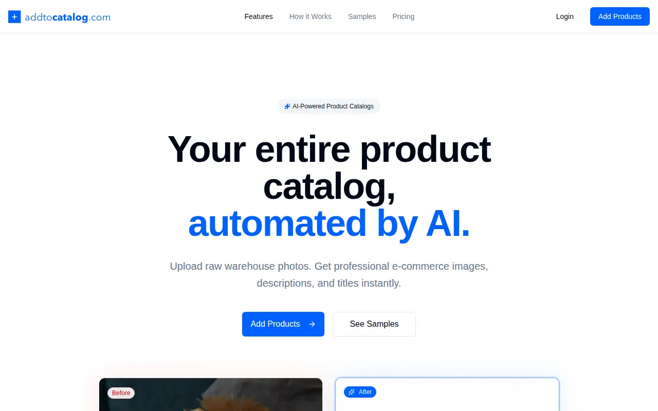 Homepage of addtocatalog.com