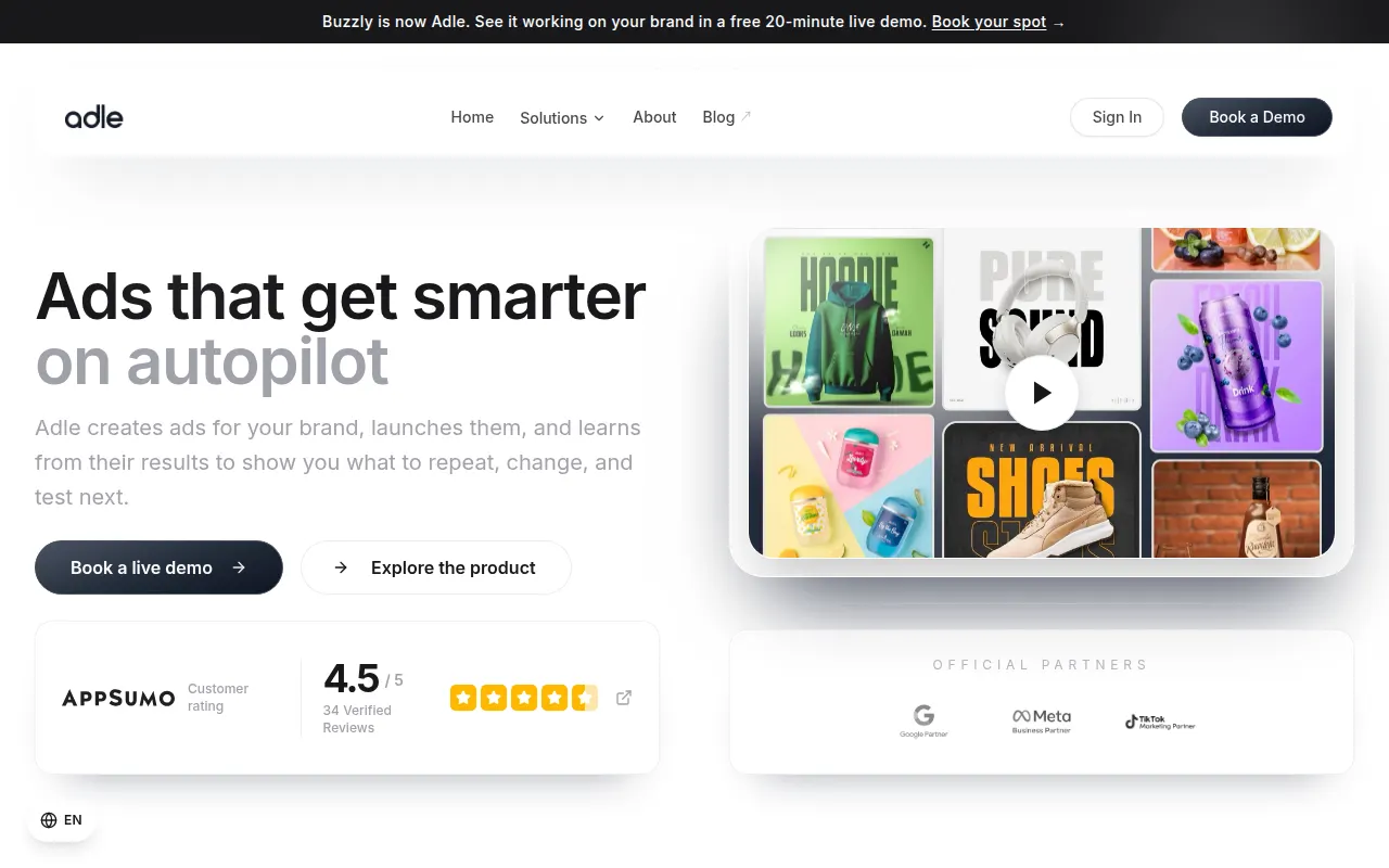 Homepage of adle.ai