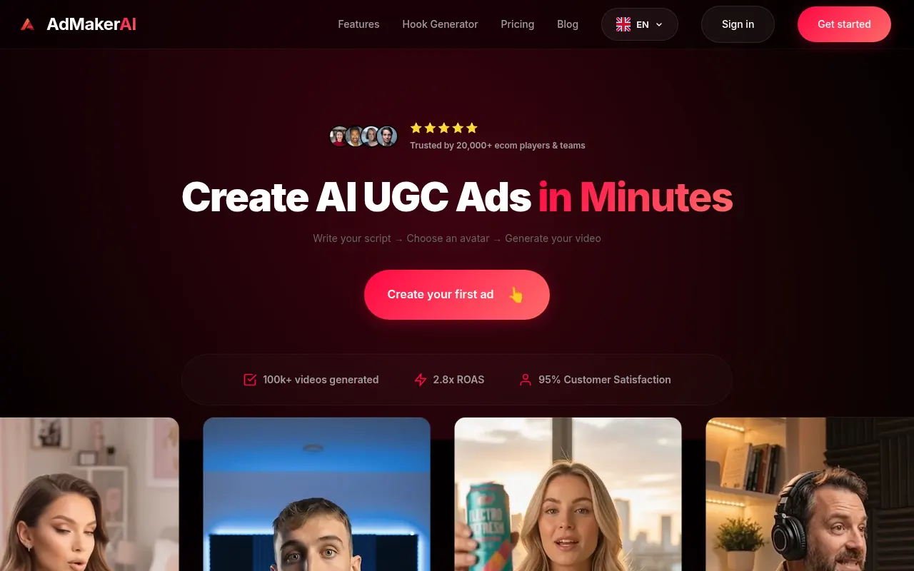 Homepage of admakerai.app