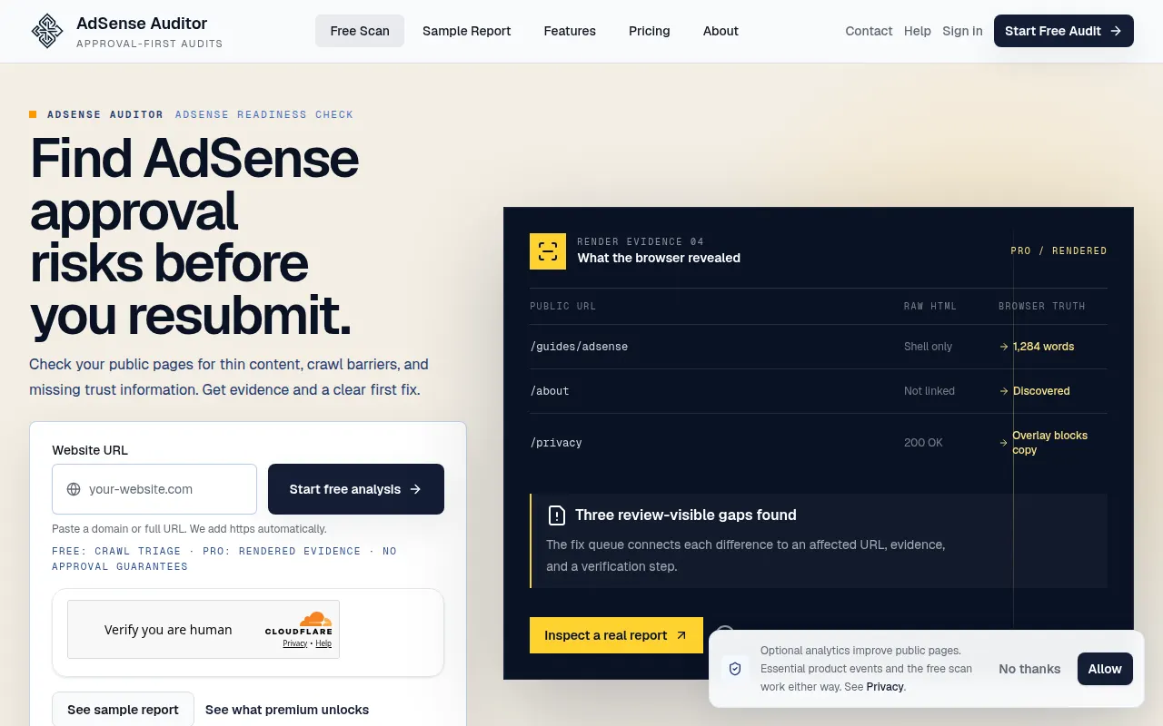 Homepage of adsenseauditor.com