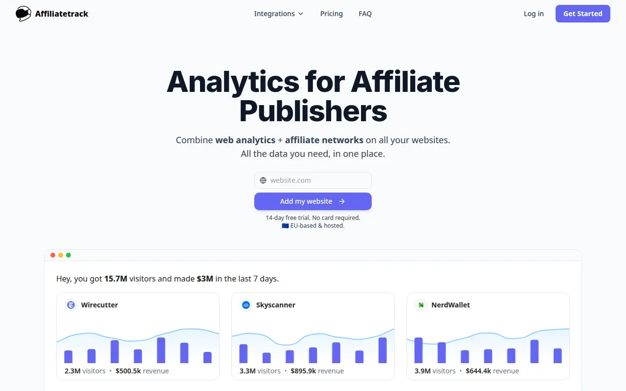 Homepage of affiliatetrack.app