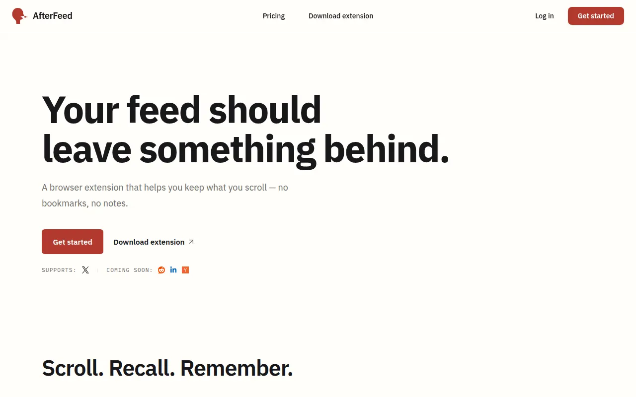 Homepage of afterfeed.app