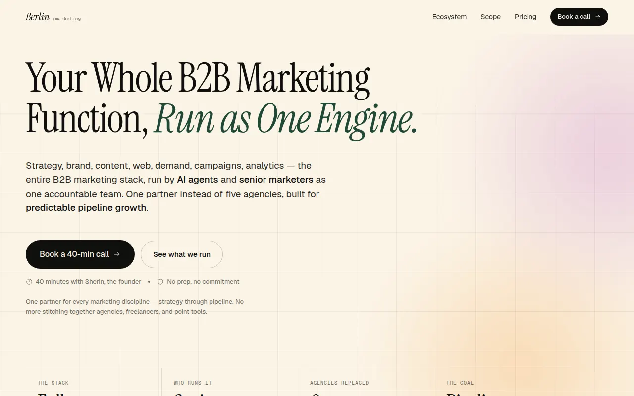 Homepage of agentberlin.ai