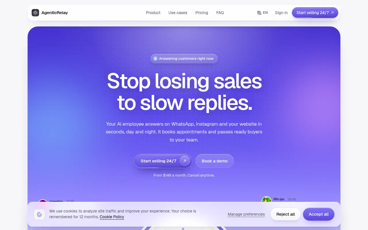 Homepage of agenticrelay.app