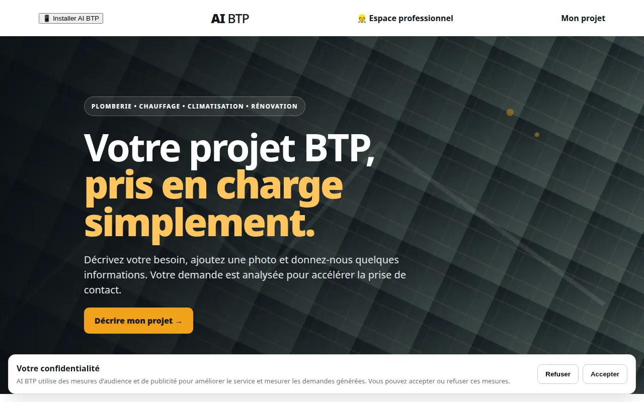 Homepage of ai-btp.fr