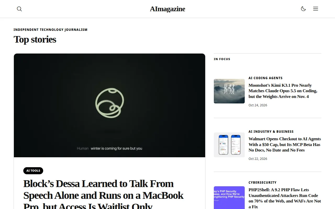 Homepage of aimagazine.blog