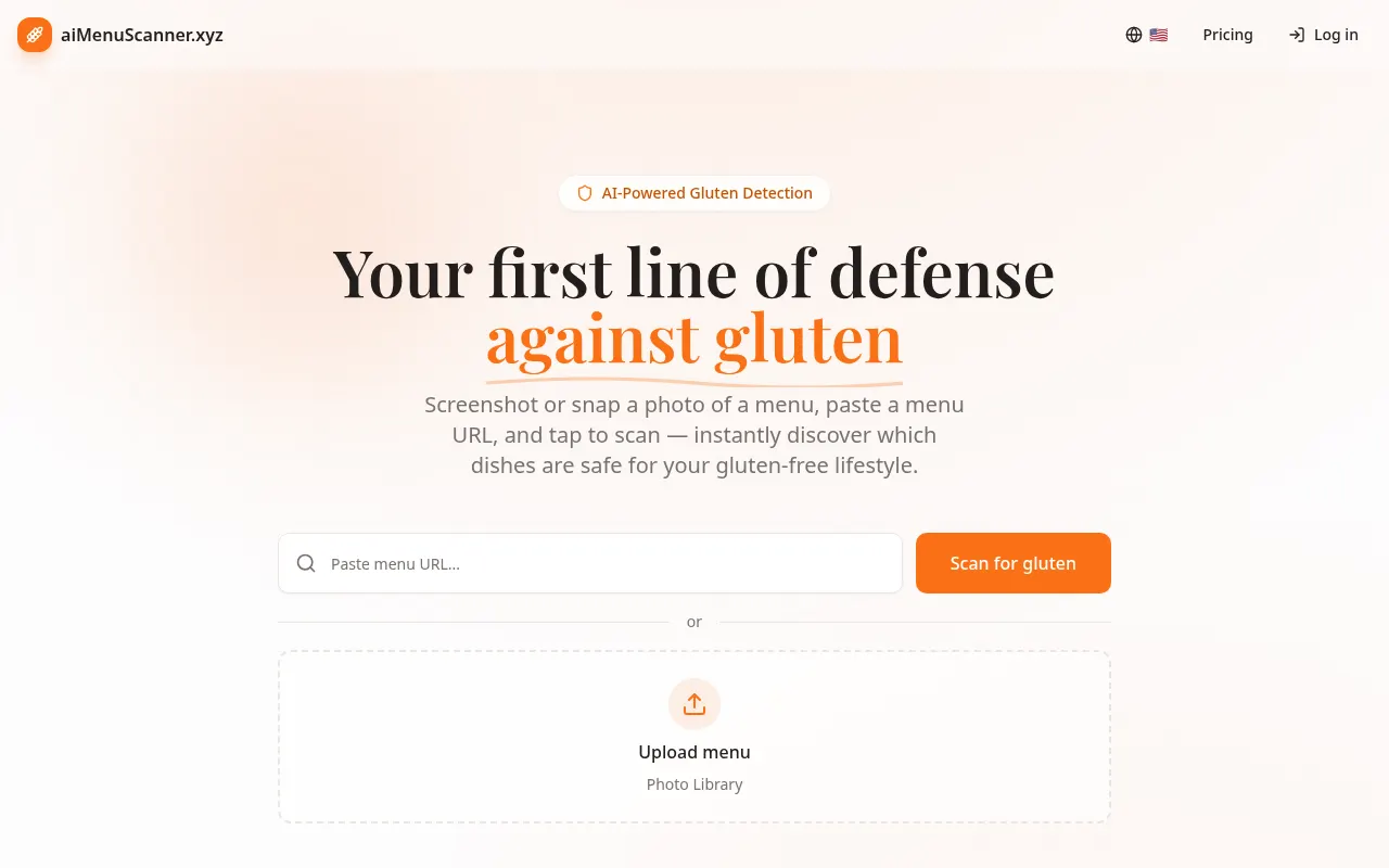Homepage of aimenuscanner.xyz
