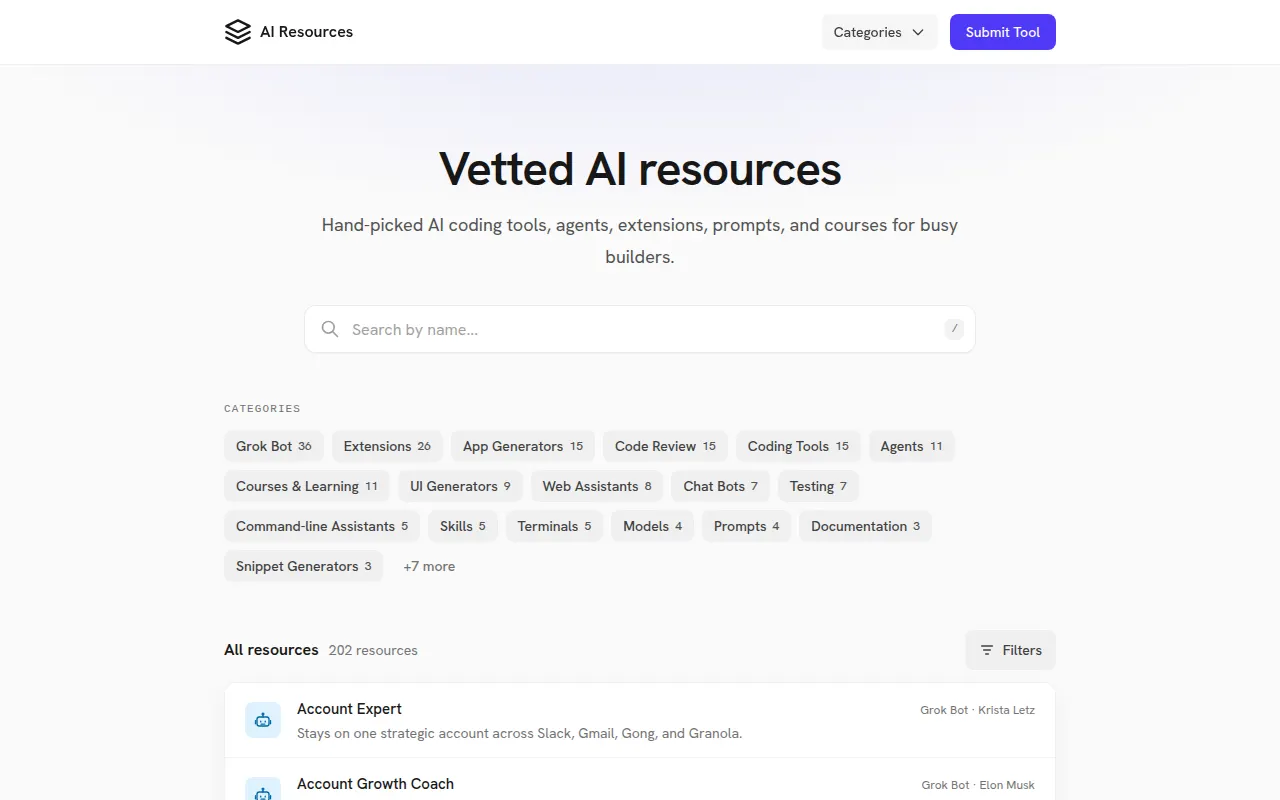 Homepage of airesources.dev