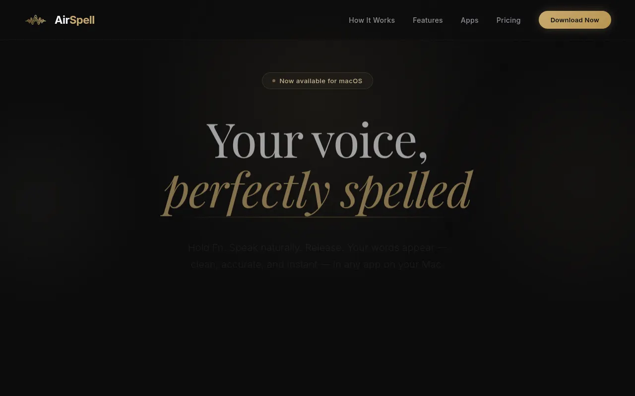 Homepage of airspell.app