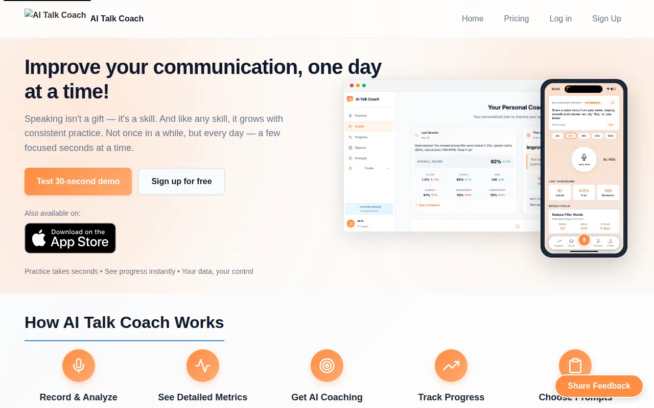 Homepage of aitalkcoach.com