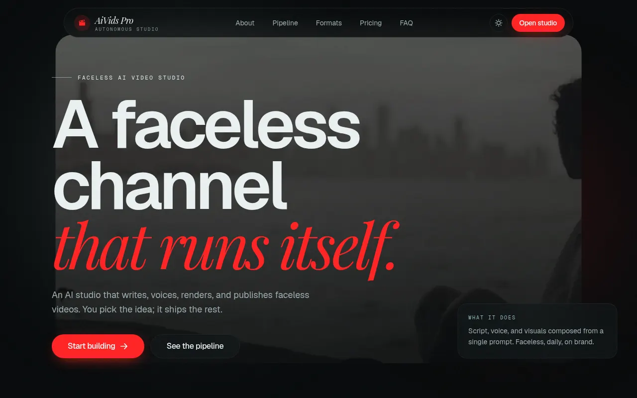 Homepage of aivids.pro