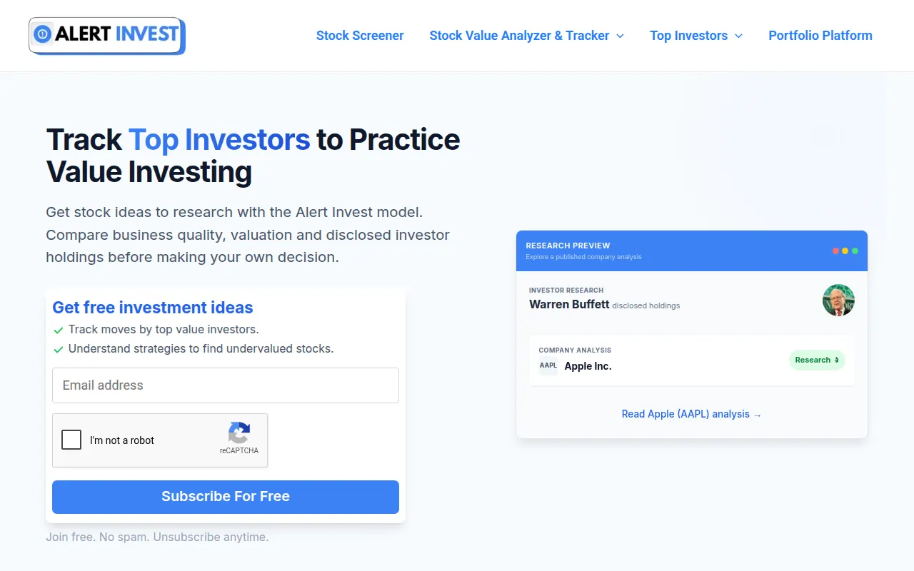 Homepage of alert-invest.com