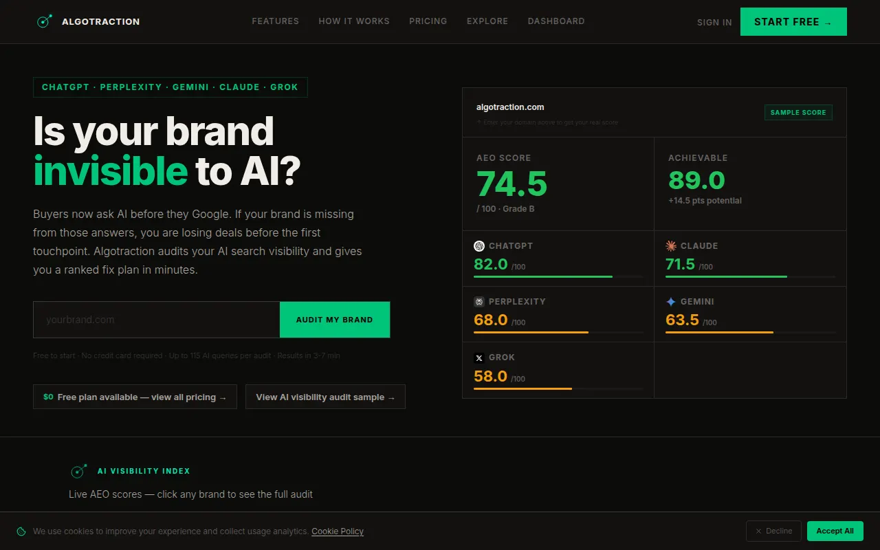 Homepage of algotraction.com