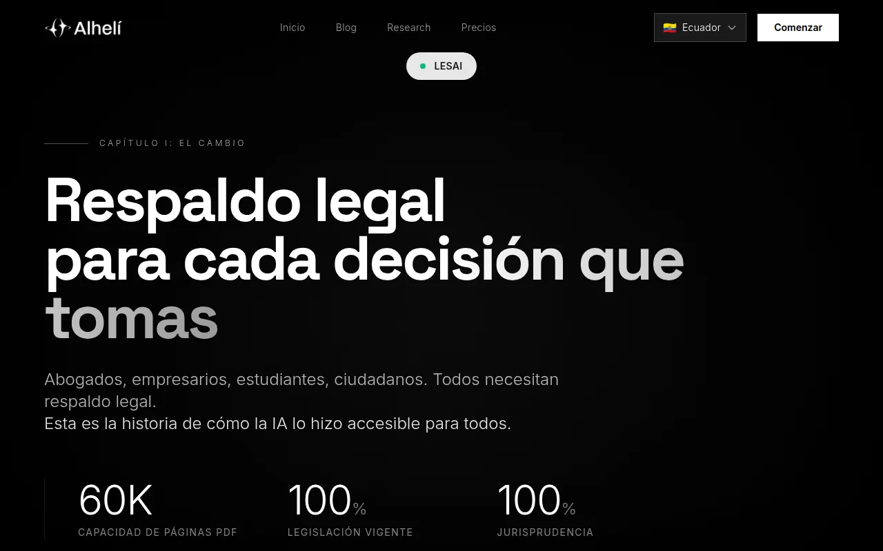 Homepage of alheli.ai