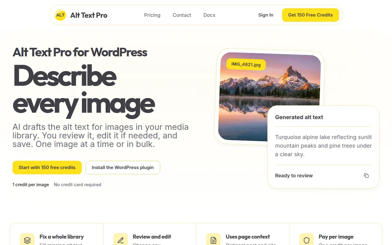 Homepage of alt-text.pro