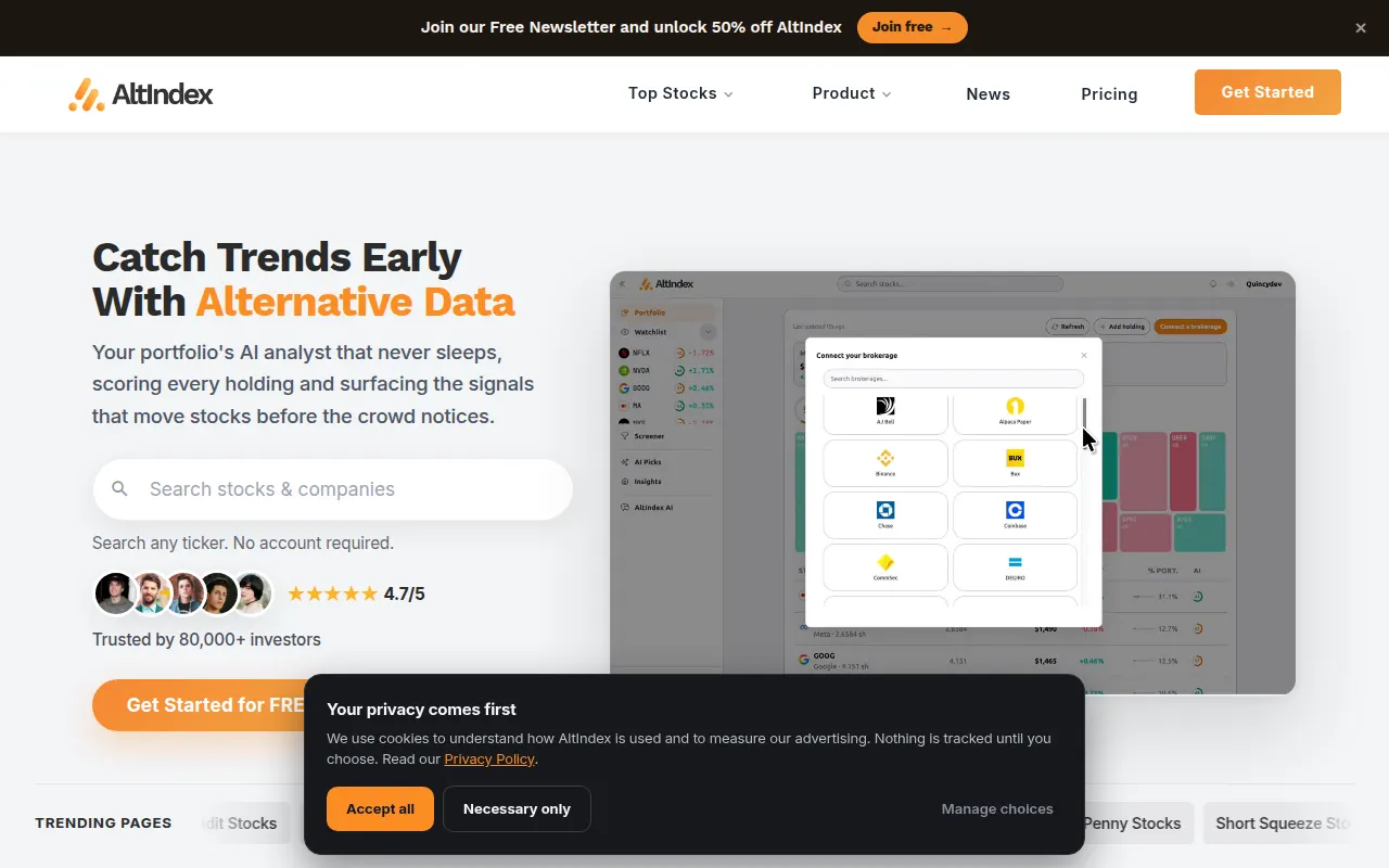 Homepage of altindex.com