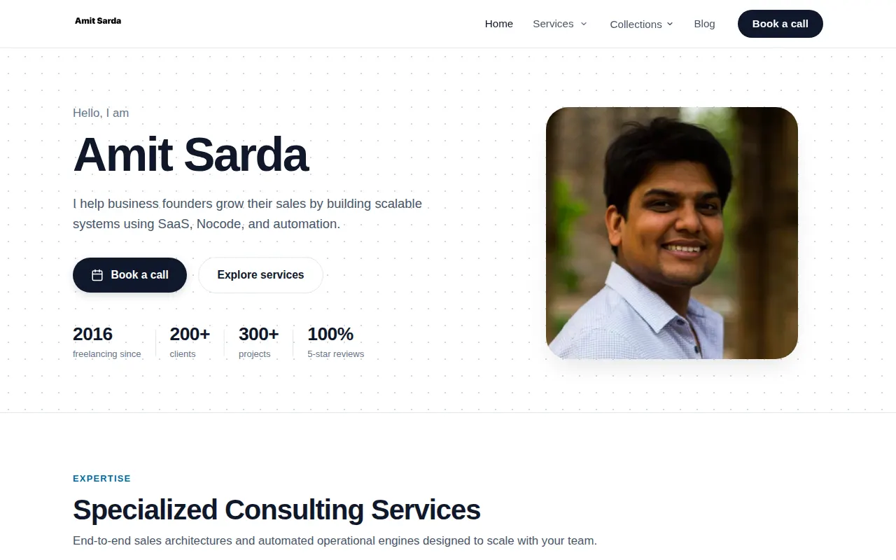 Homepage of amitsarda.xyz