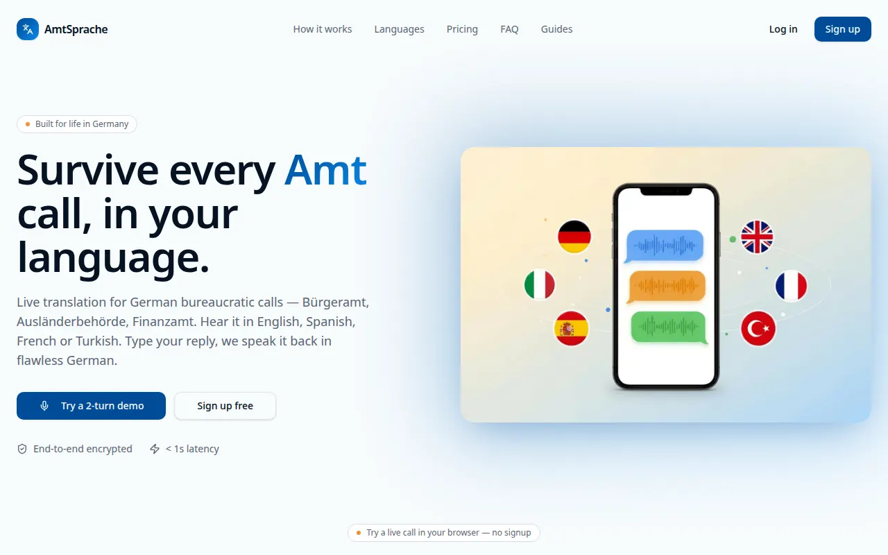Homepage of amtsprache.de