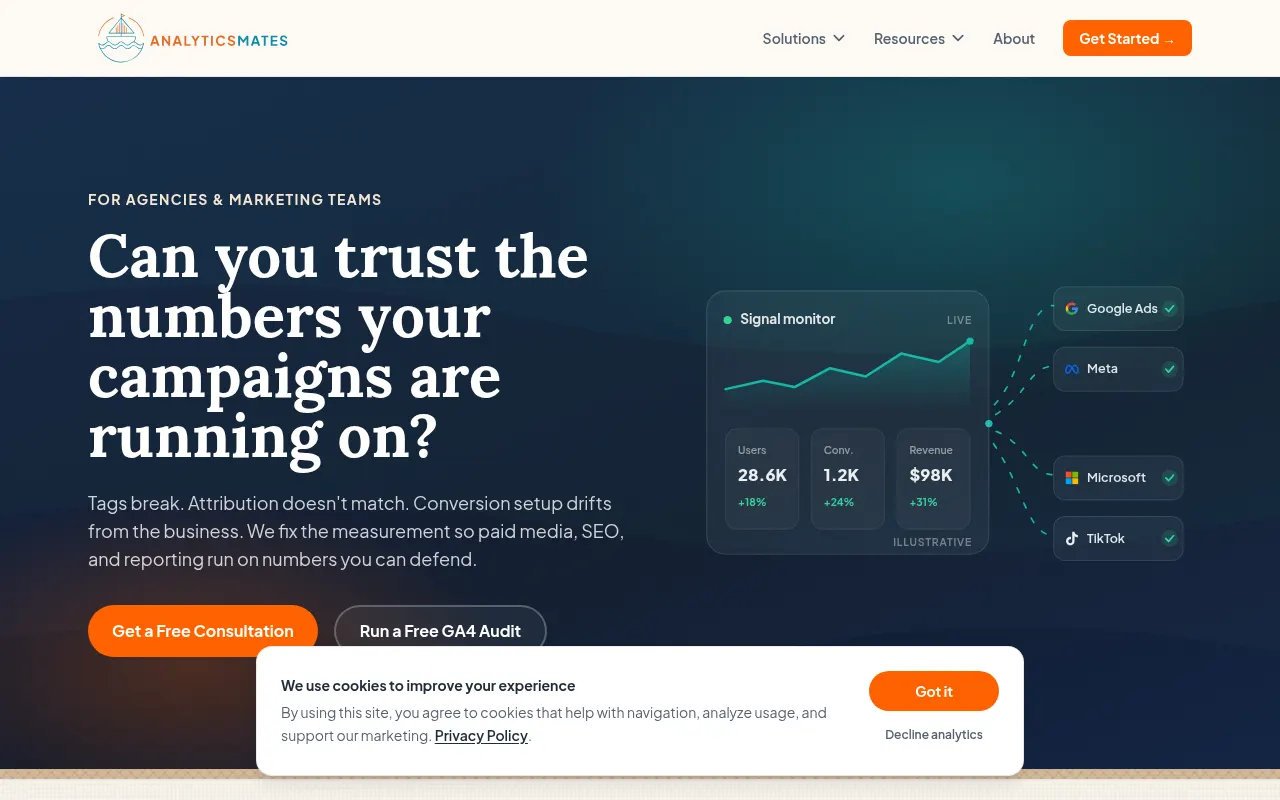 Homepage of analyticsmates.com