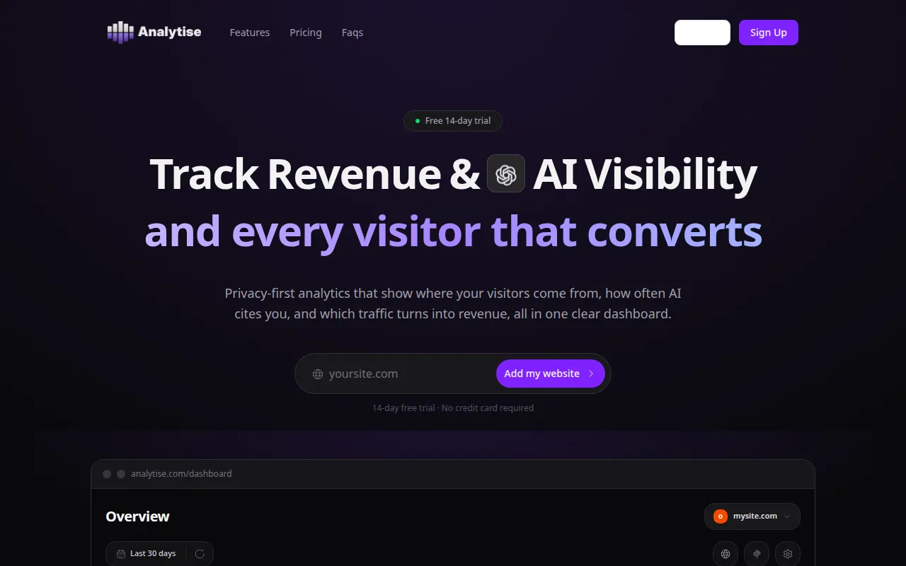 Homepage of analytise.com