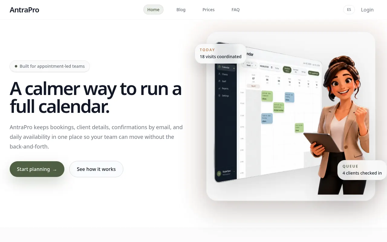 Homepage of antrapro.app