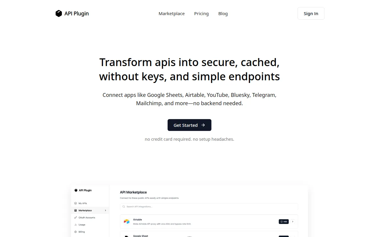 Homepage of apiplugin.com