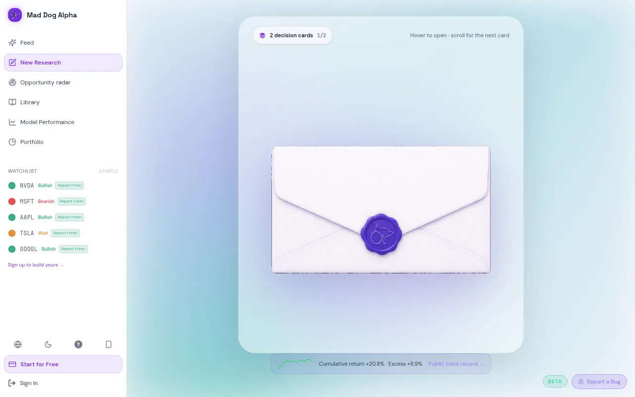 Homepage of app.mdalpha.ai