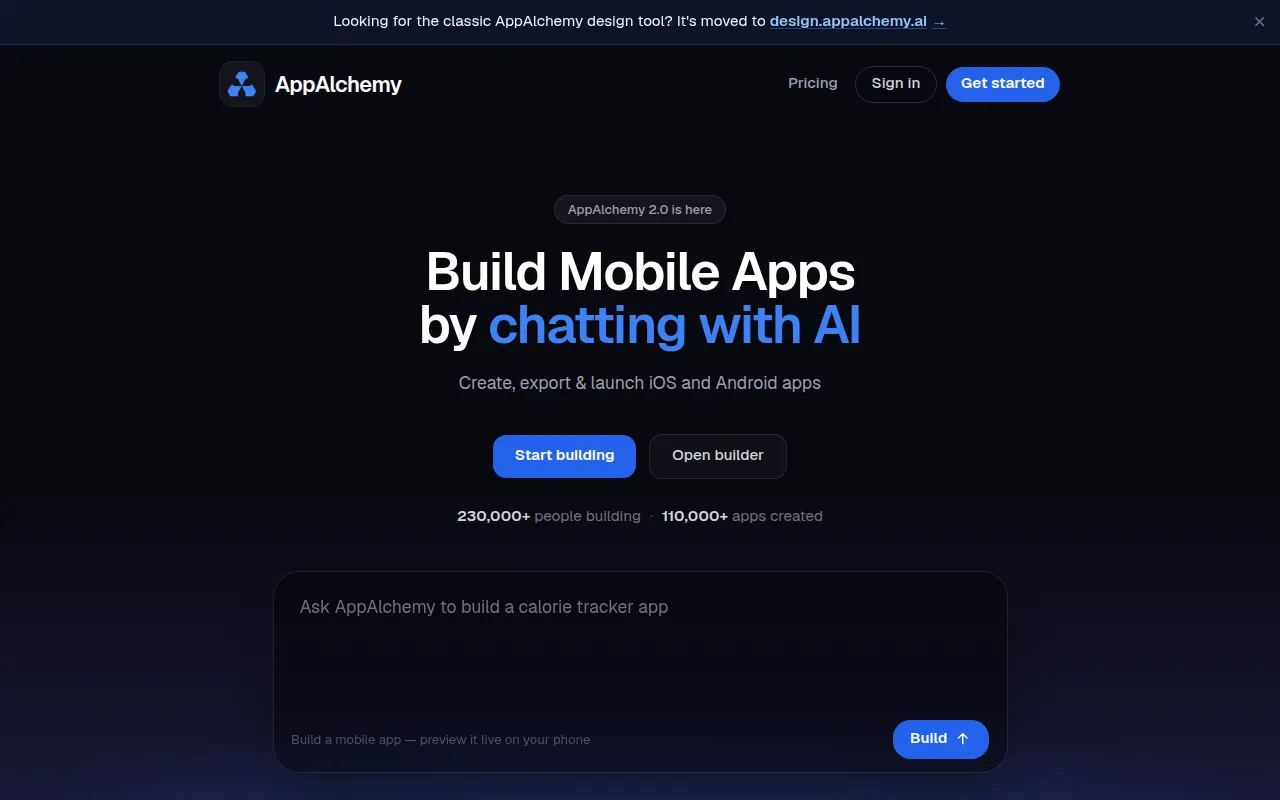 Homepage of appalchemy.ai