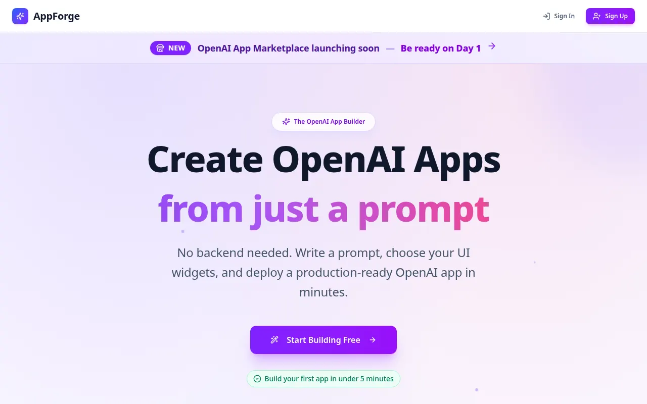 Homepage of appforgenow.com