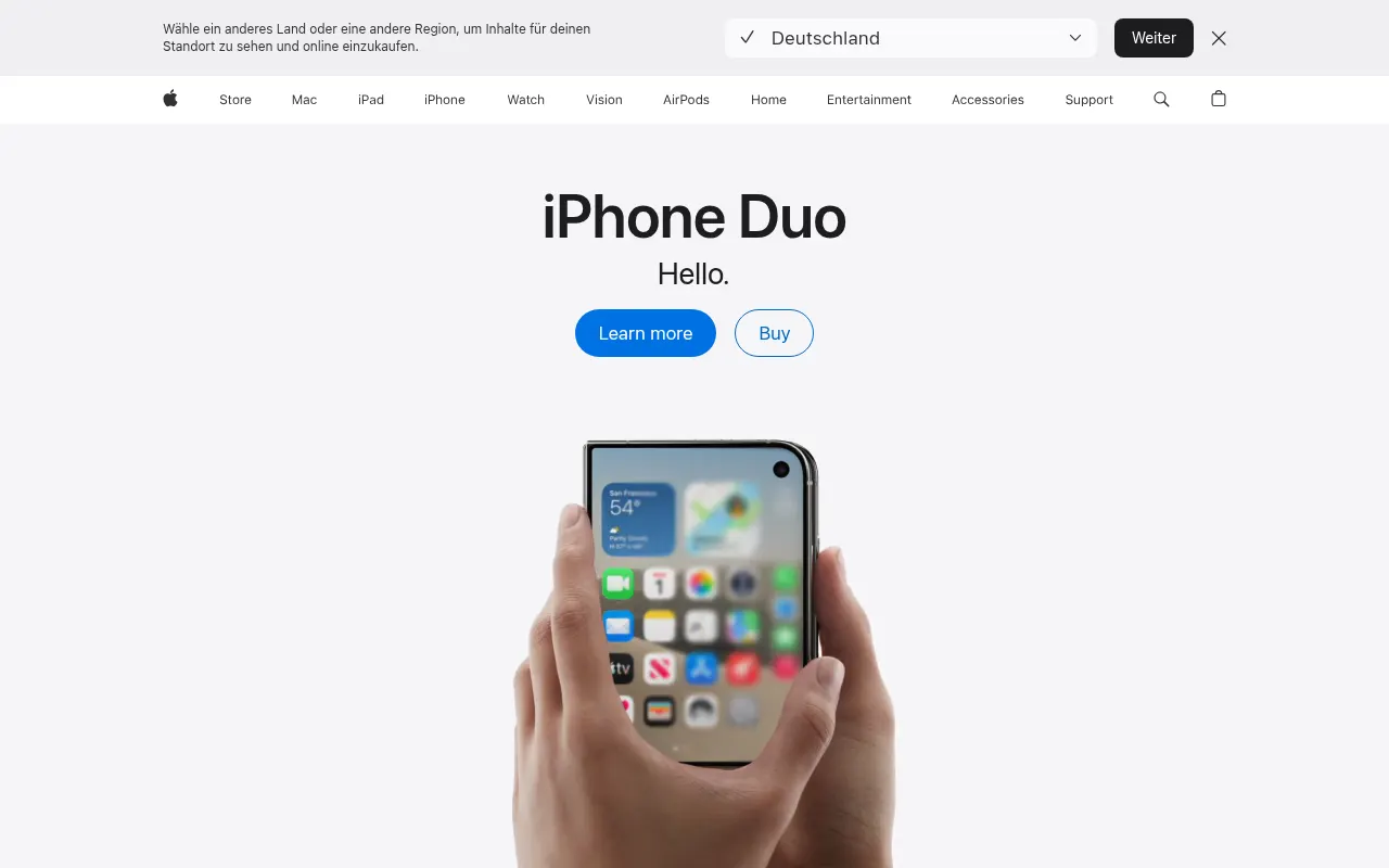 Homepage of apple.com