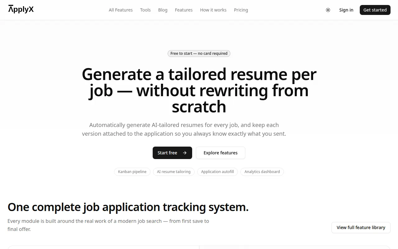 Homepage of applyx.app