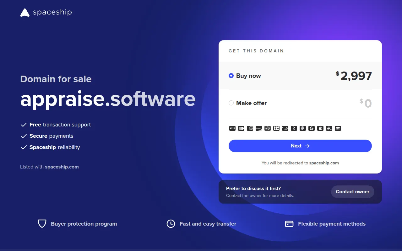 Homepage of appraise.software