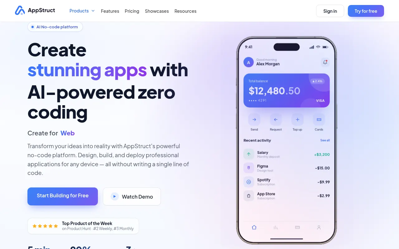 Homepage of appstruct.ai