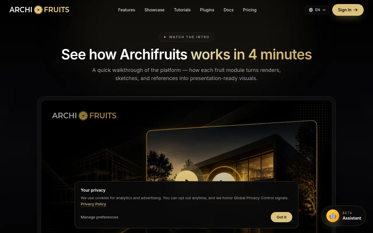 Homepage of archifruits.ai