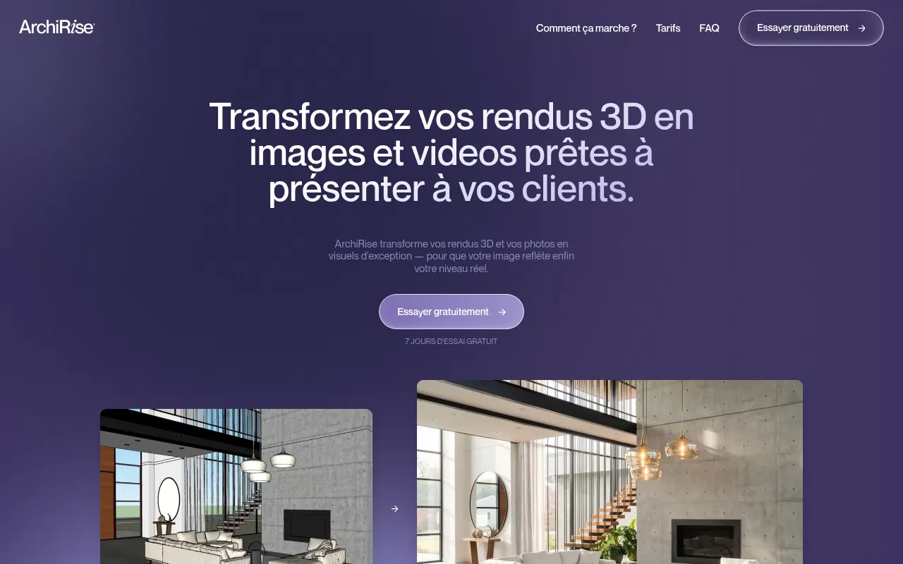Homepage of archirise.ai