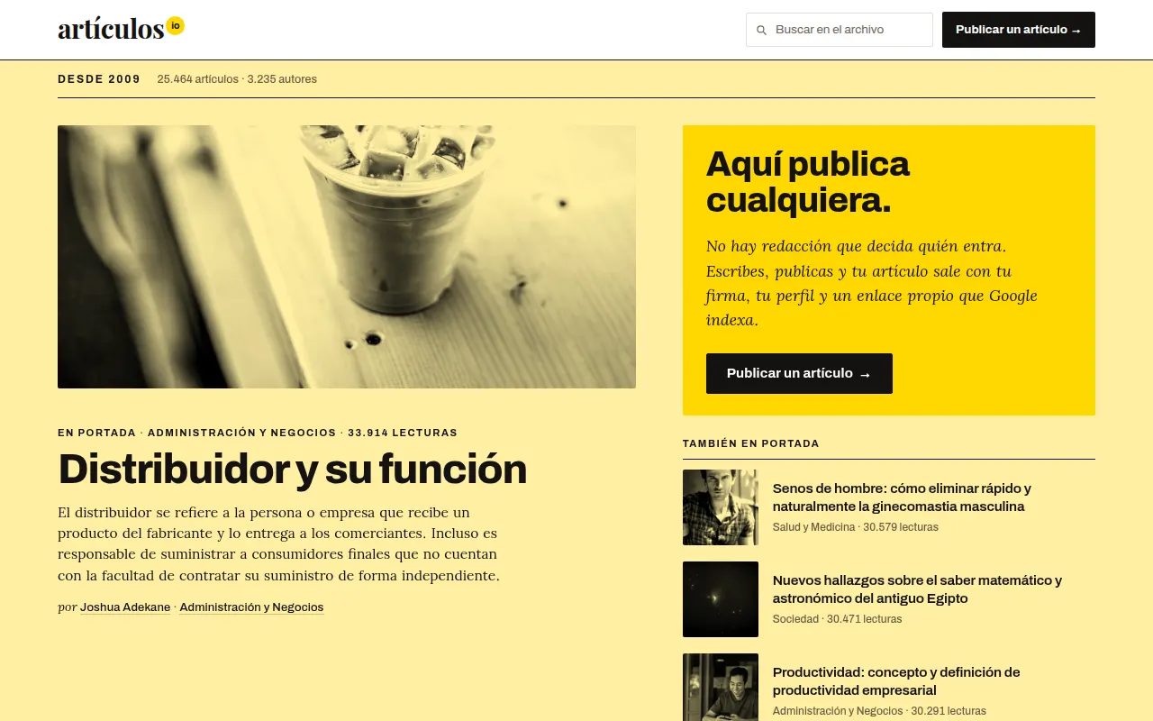 Homepage of articulos.io