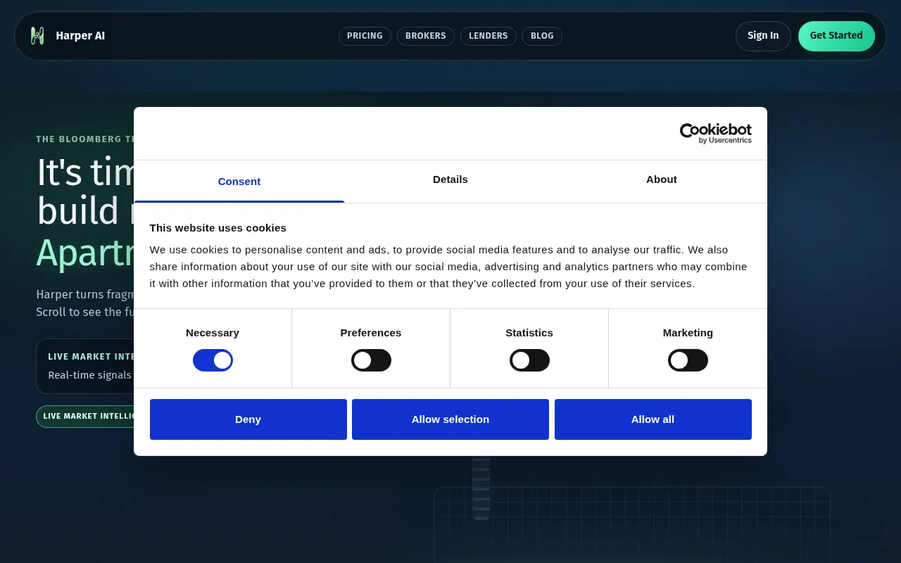 Homepage of askharper.ai