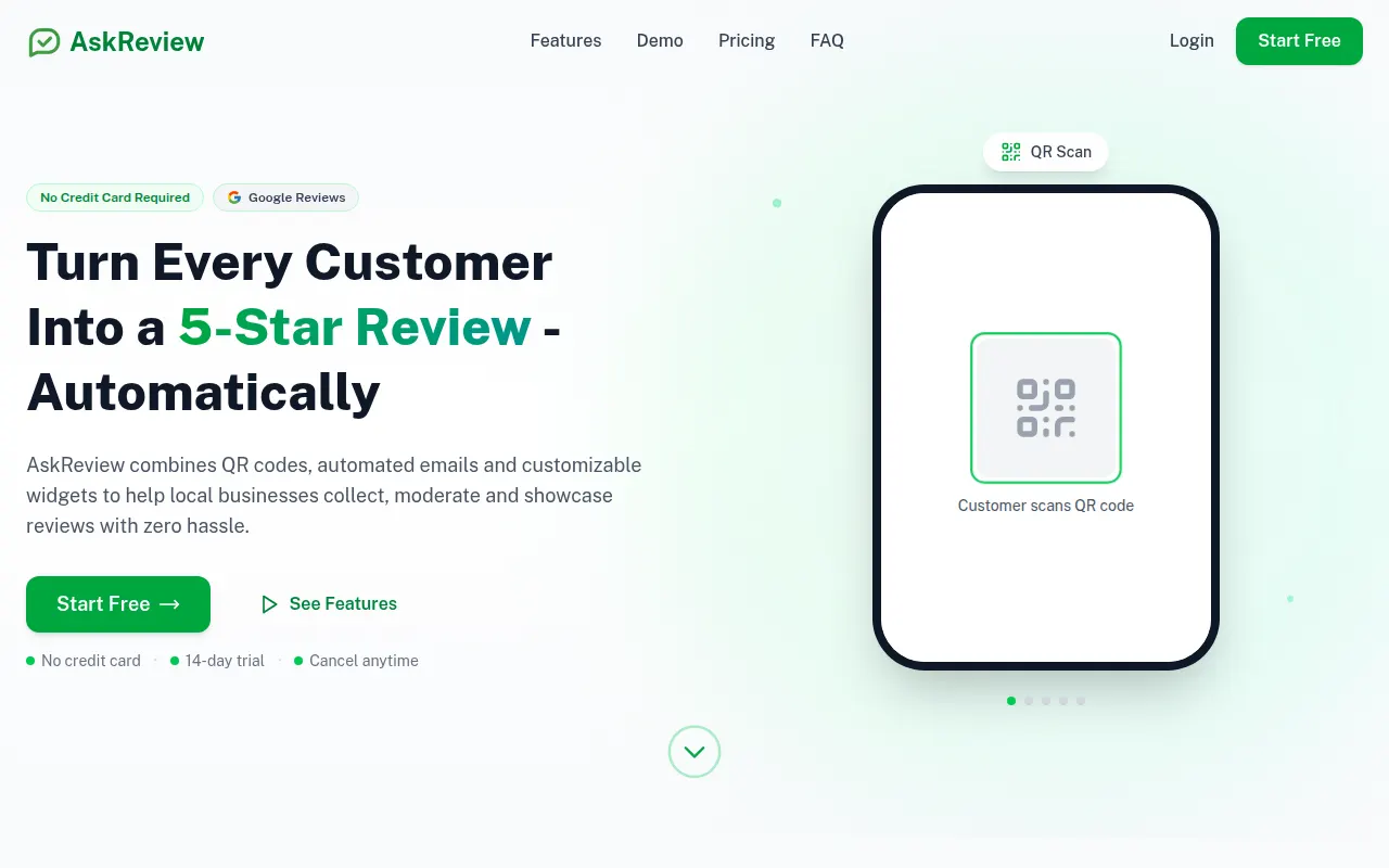 Homepage of askreview.co