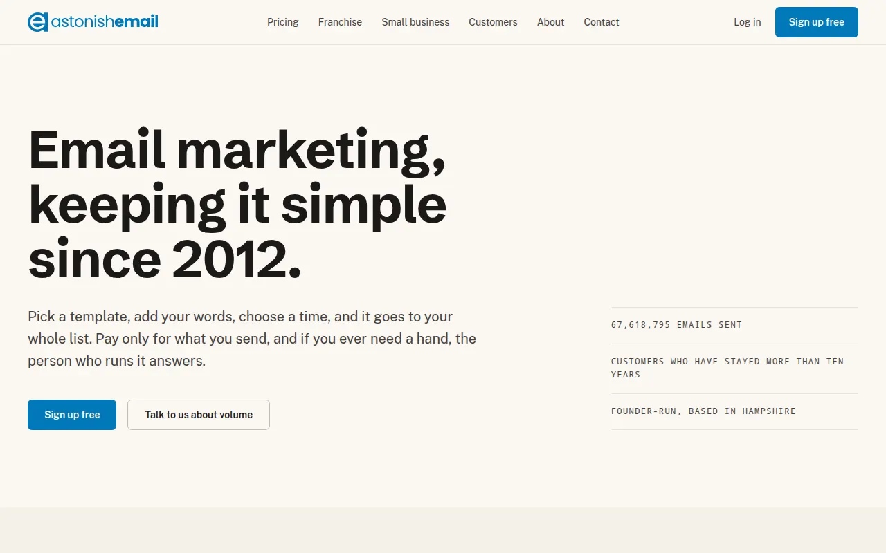 Homepage of astonishemail.com
