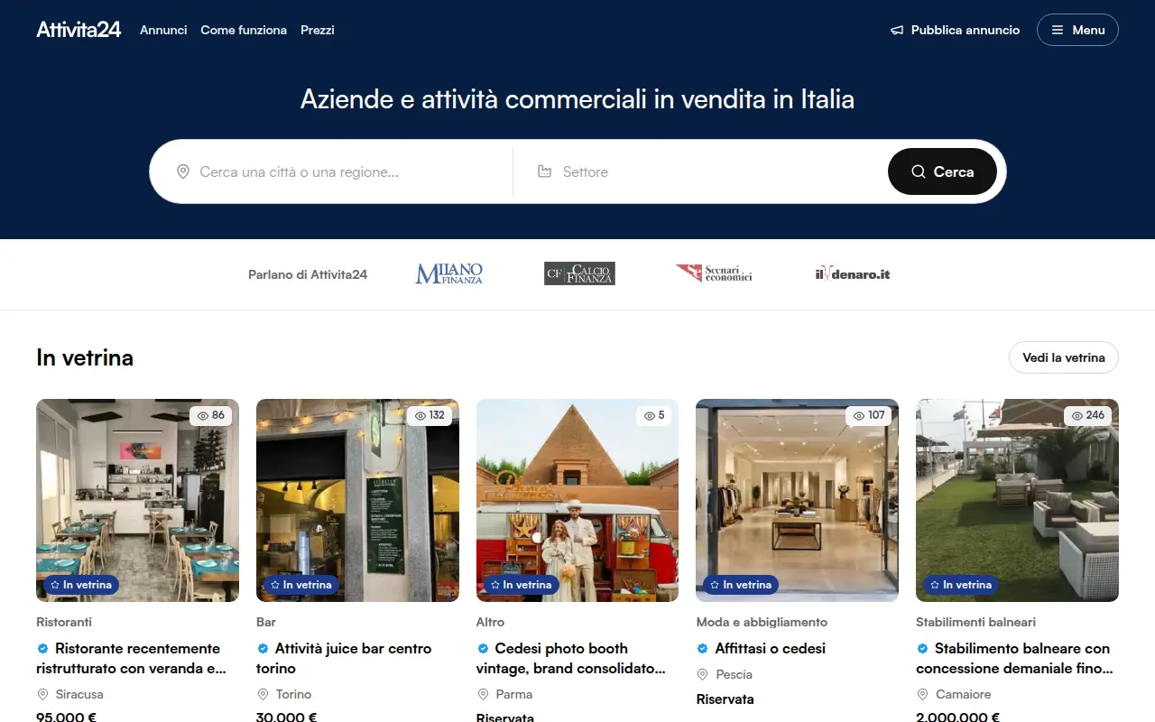 Homepage of attivita24.com