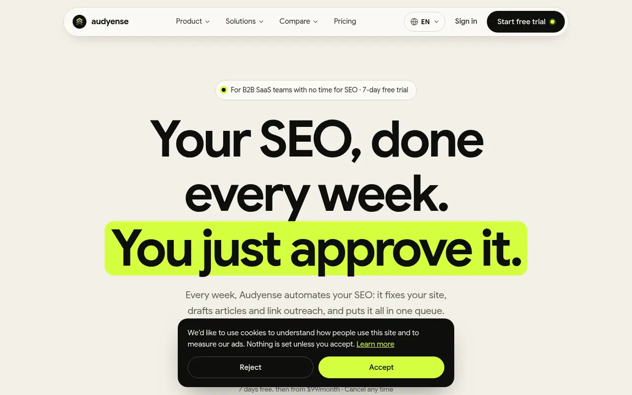 Homepage of audyense.com