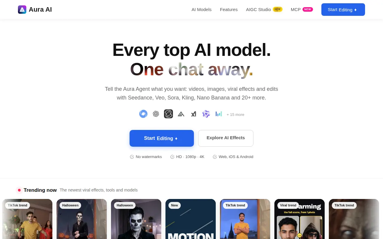 Homepage of auraai.app