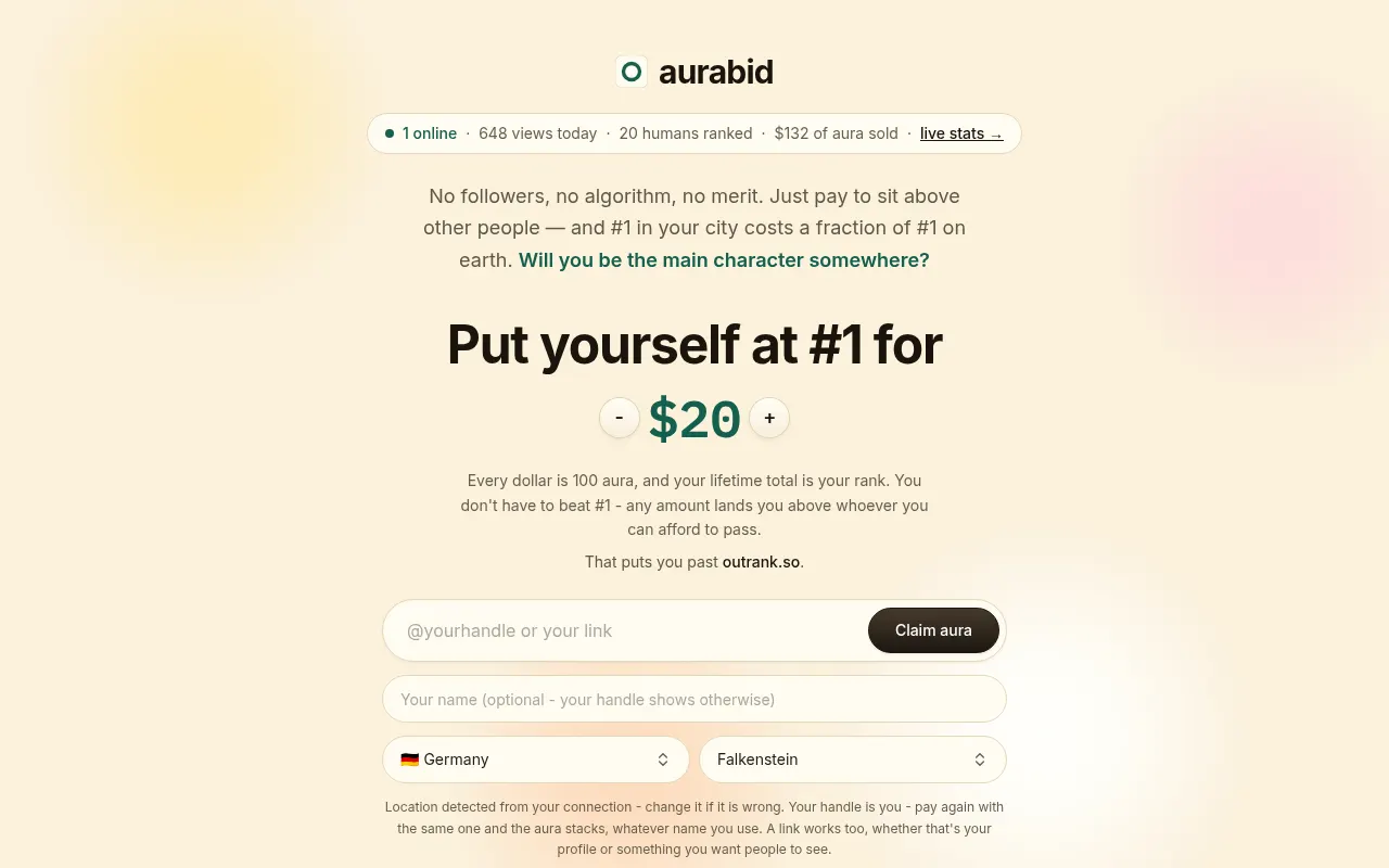 Homepage of aurabid.now