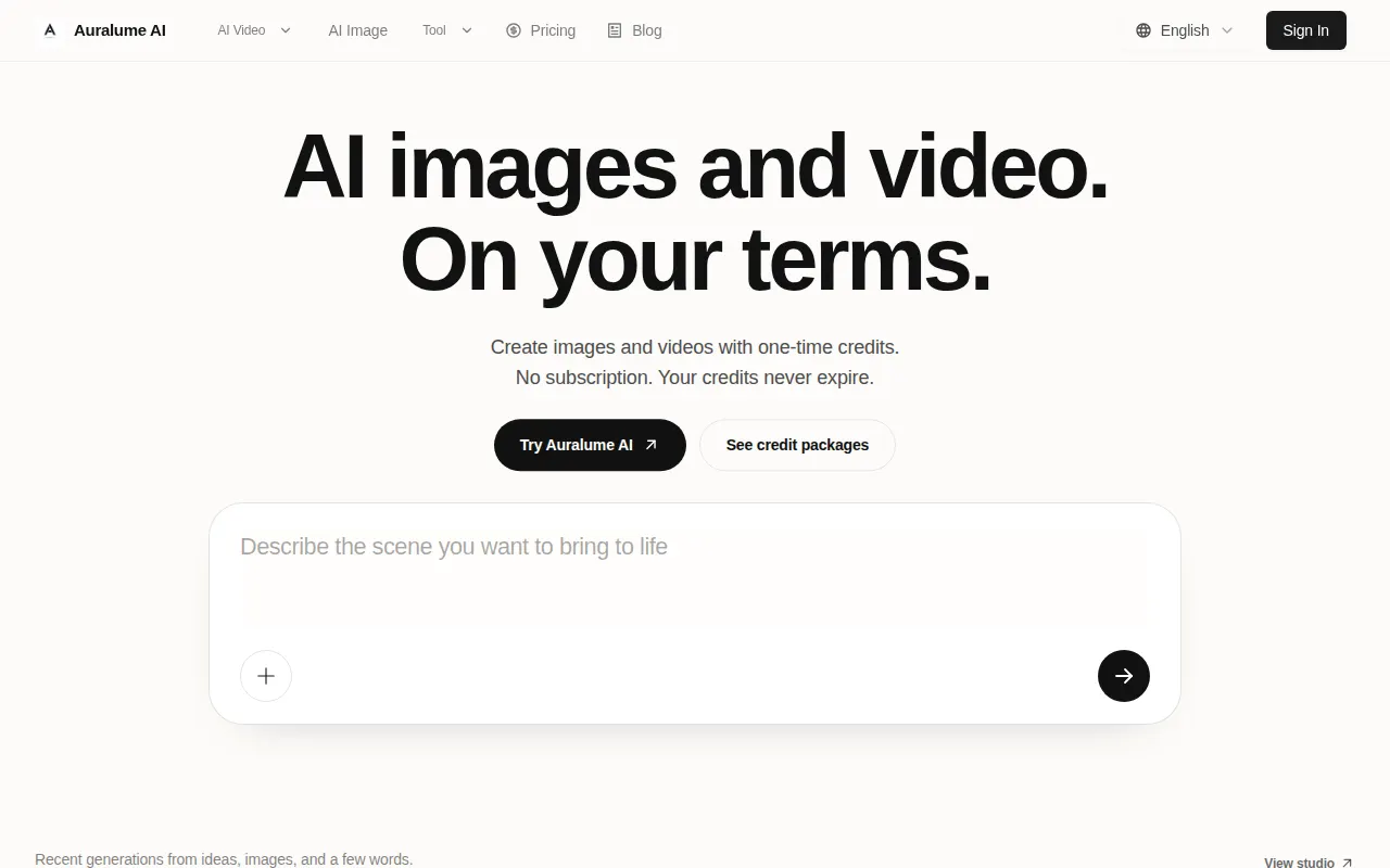 Homepage of auralumeai.com