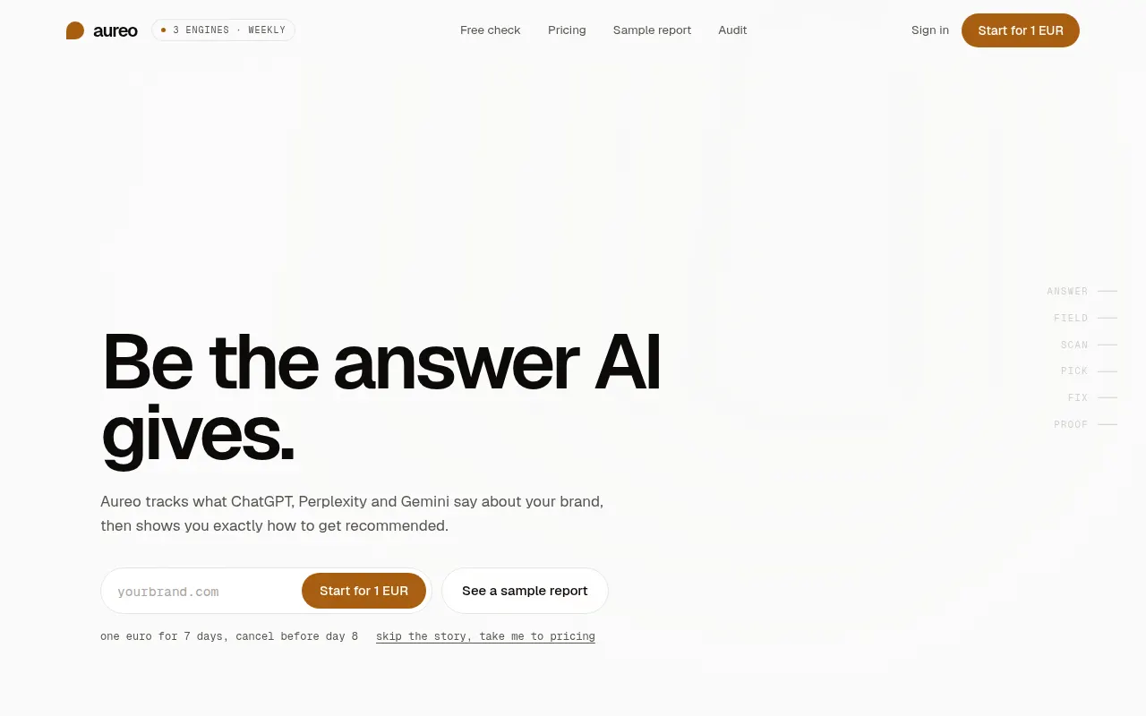 Homepage of aureoapp.ai