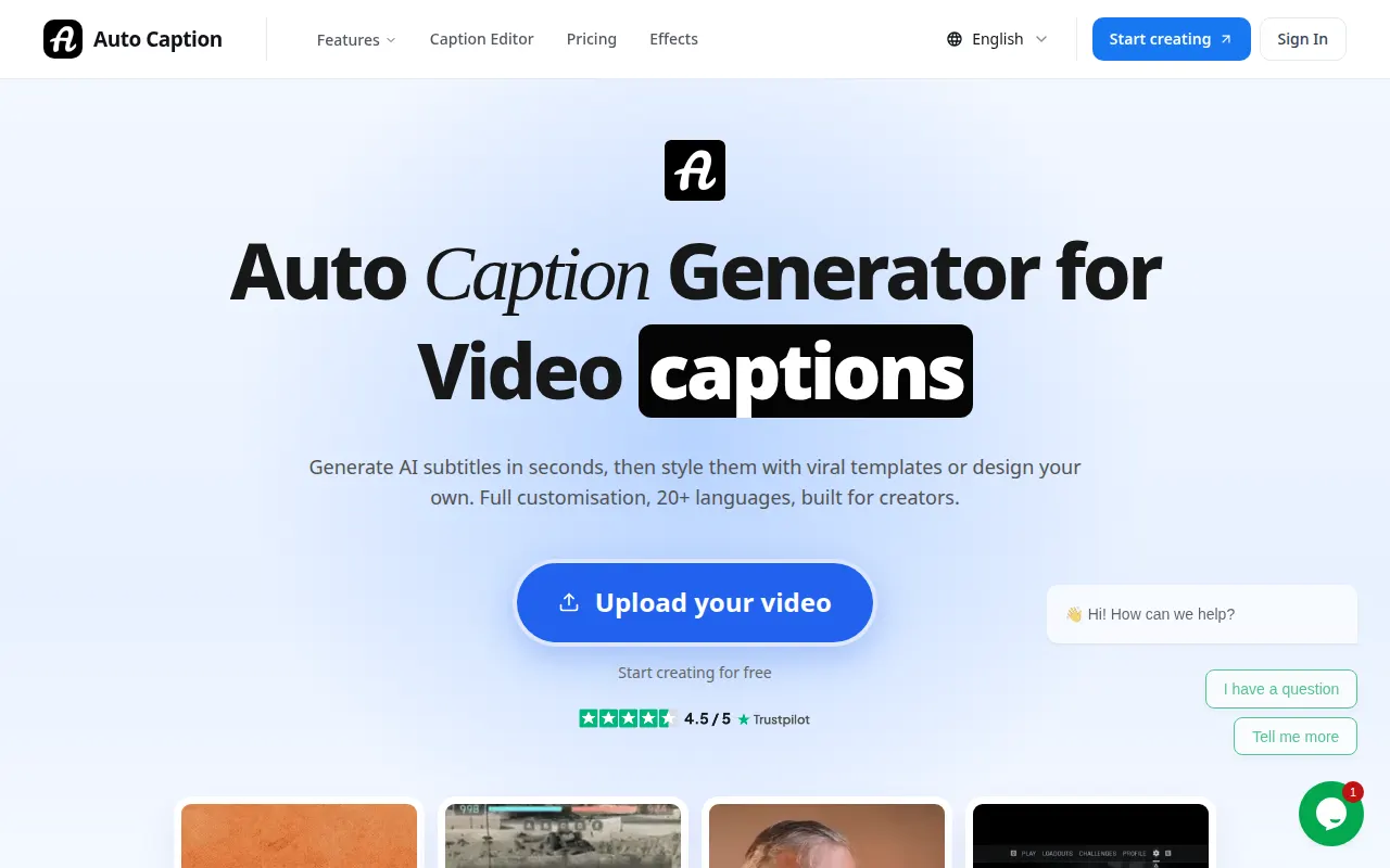 Homepage of autocaptioner.com